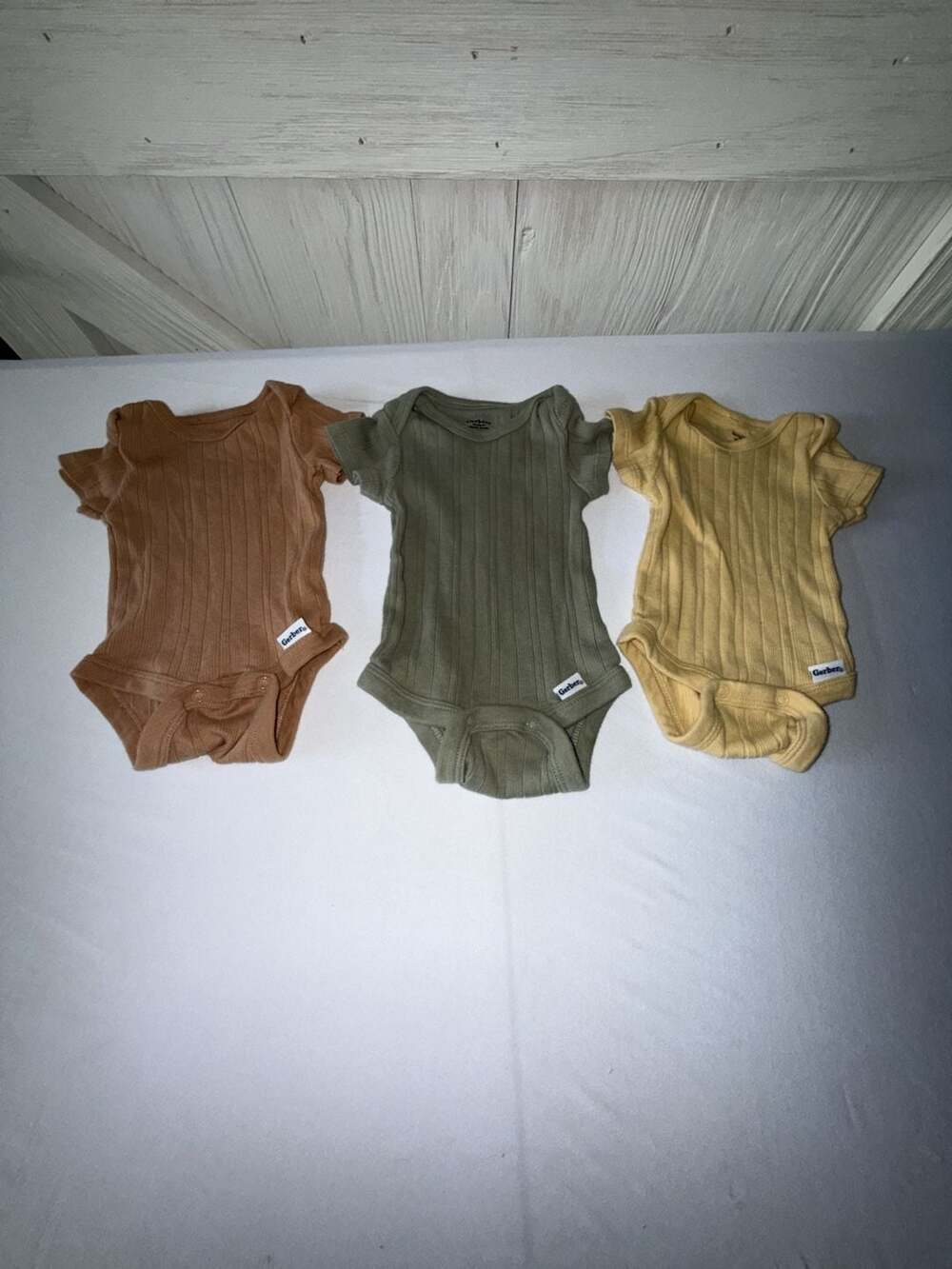 Gerber Newborn Short Sleeve Bodysuits Set 3-Pack Ribbed (b98)